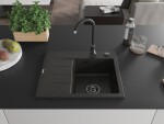 MEXEN/S MEXEN/S - Ben granitový drez 1 s odkvapkávačom pravý 600 x 500 mm, čierna/zlatá metalik, sifón čierna 6523605000-75-B