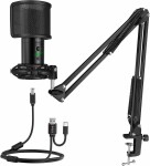Fifine Fifine Technology Komplektas: Kondensatorinis Mikrofonas FIFINE T683 Juodas (Juodas) + LAIKIKLIS + POP FILTRAS