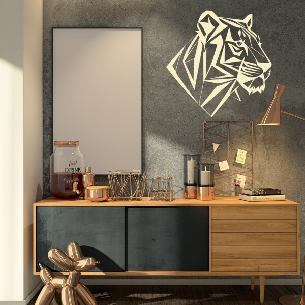 Veselá Stena Samolepka Profil Tigra Farba: béžová, Veľkosť: 60 x 60 cm