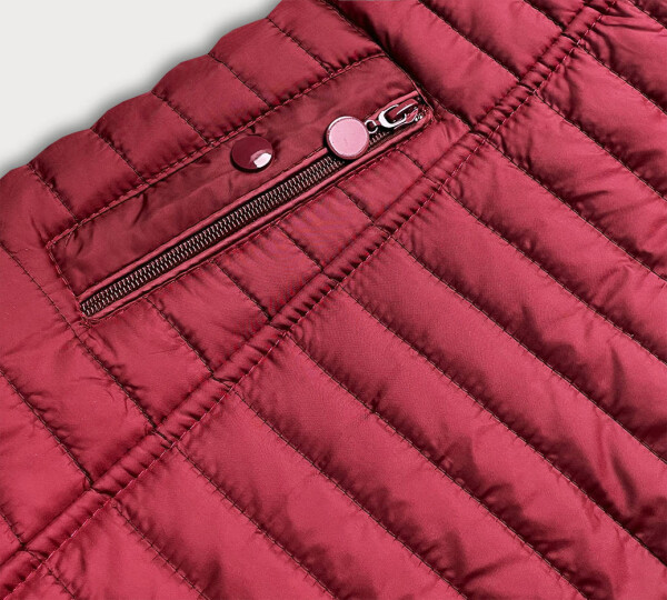 Červená dámská bunda puntíkovanou podšívkou (SF8981) Barva: odcienie czerwieni, Velikost:
