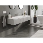 MEXEN/S - Rivel kúpeľňová skrinka 140 cm s umývadlom Vela, 1 šuplík, reliéf, šedá mat/biela mat 91A20-14023-1-BF62-W23M01
