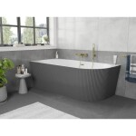 MEXEN/S - Silo voľne stojaca rohová vaňa ľavá reliéf 170 x 80, biela/sivá, sifón a prepad zlatá kartáčovaná 52891708062L-55