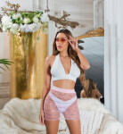 Sexy Koucla Mesh Mini Skirt with glitter / Cover-Up white M