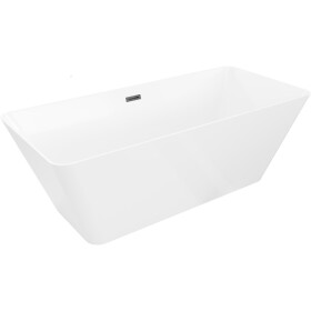MEXEN/S - Velo Slim voľne stojaca vaňa 170 x 75, biela, sifón a prepad čierna 52811707500-70