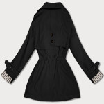 Krótki trencz na guziki Goodlookin czarny (KK60415-1#) odstíny černé XXL (44)