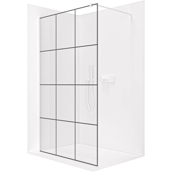 CERANO - Sprchová zástena Walk-in Onyx Round Ľ/P - 8 mm - guľatá vzpera - biela matná, industriálne sklo - 140x200 CER-8050BD241