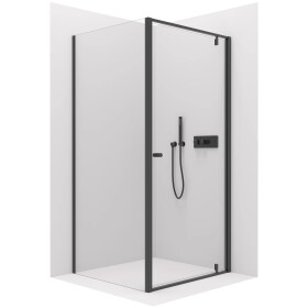 CERANO - Sprchový kout Ferri L/P - 6 mm - černá matná, transparentní sklo - 100x80x195 - pivotový CER-427489