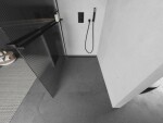 MEXEN/S - Kioto+ Sprchová zástena WALK-IN s poličkou a držiakom uterákov 80 x 200, prúžky 8 mm, čierna 800-080-121-70-09