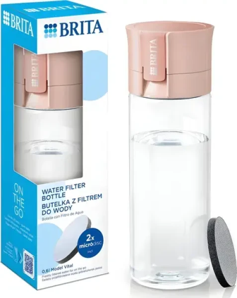 Brita Fill Go Vital broskyňová / Filtračná fľaša na vodu / 0,6 l / 2x MicroDisc filter (1020102)