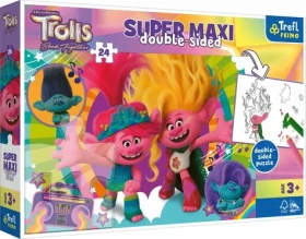 Trefl - Puzzle - Obojstranné puzzle Trollovia 3: Šťastný Trollí deň SUPER MAXI