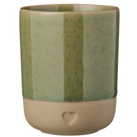 Ib Laursen Kameninový hrnček Heart Olive Green Matt 190 ml