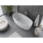 MEXEN/S - Olea voľne stojaca vaňa vzor 170 x 80, biela, sifón a prepad chróm 52821708000-01