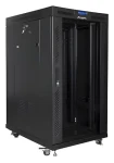 Lanberg 22U 19" čierny / Stojanový rozvádzač / 800x1000 mm / Flat pack / Sklenené dvere / LCD (FF01-8022-12BL)