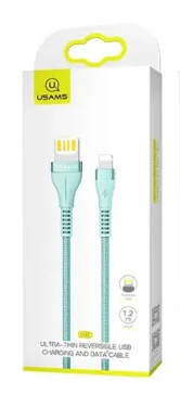 USAMS SJ360 Ultra Tenký Dátový Kábel Lightning azúrová (6958444970622)