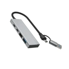 FIXED HUB Port vesmírne šedá / USB-C hub / 4v1 / hliníkový / USB-A adaptér