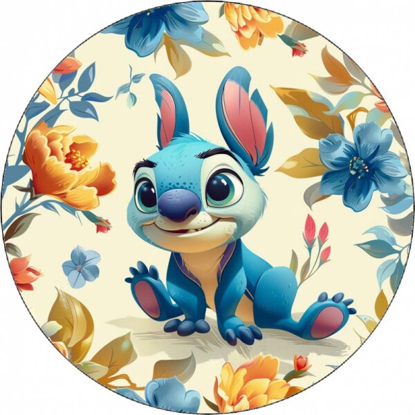 Jedlý papir Stitch s kvetinovým pozadím 19,5 cm - Pictu Hap - Pictu Hap