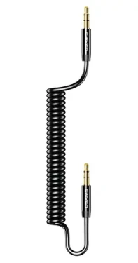 USAMS SJ256YP01 čierna / Audio kábel / 3.5mm Jack / Špirálový dizajn / 1,2 m / Pozlátené konektory (SJ256YP01)