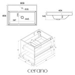 CERANO - Kúpeľňová skrinka Carole - keramické umývadlo Viano - dub medový - 60,9x62,5x46,5 CER-169737