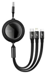 Baseus Bright Mirror čierna / Kábel 3v1 / USB-A - Micro-USB, USB-C, Lightning / 66 W / 1,2 m (1BA2420)