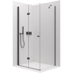 CERANO - Sprchovací kút Volpe L/P - 6 mm - čierna matná, transparentné sklo - 100x90x190 - zalamovacia CER-427345