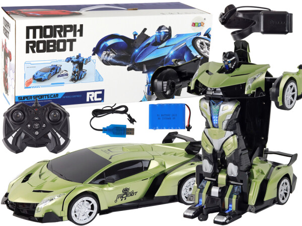 Mamido Auto Robot Transformers 2v1 na diaľkové ovládanie RC 1:10 zelená