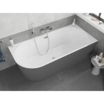MEXEN/S - Silo voľne stojaca rohová vaňa pravá reliéf 170 x 80, biela/sivá, sifón a prepad chróm 52891708062P-01