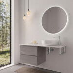 CERANO - Kúpeľňová skrinka Carole - betónovo šedá + doska pod umývadlo z lit. mramoru Elanys - 12 mm + konzola chróm - 120x46x49,2 CER-679312