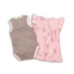 Dievčenská súprava, body a šaty, Minoti, CROWN 4, ružová - 80/86 | 12-18m