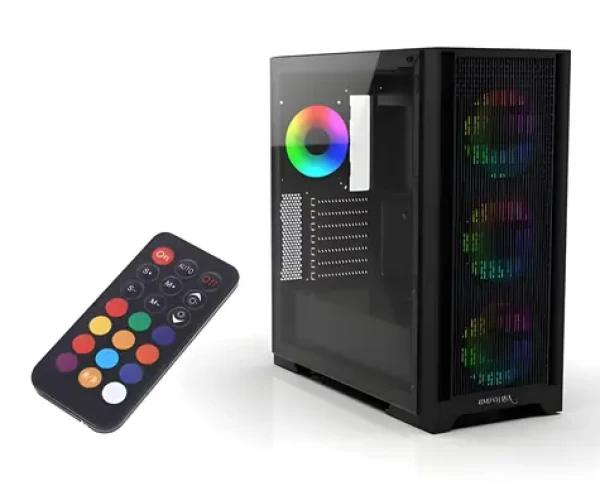 INCA Empousa čierna / Mid-Tower / ATX, micro ATX, Mini-ITX / tvrdené sklo / RGB / USB 2.0 (EMG-17XB)