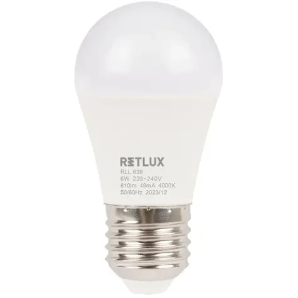 Retlux RLL 639 G45 E27 mini Globe 6W / 810 lm / 4000K - studená biela / D (8590669362646)