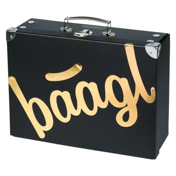 BAAGL Skladací školský kufrík Gold s kovaním / 32.5 x 10.5 x 26 cm (A-34321)