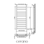 CERANO - Elektrický sušiak uterákov Domenico - 187 W - biela lesklá - 1160x550 mm LIV-W-ER-11-55