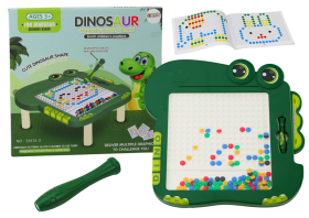 Mamido Edukatívna magnetická tabuľa Dino puzzle zelená s korálkami