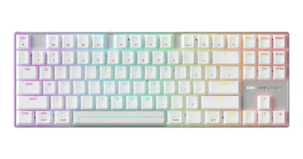 Cherry XTRFY MX 8.2 Pre TMR bielo-strieborná / Herná klávesnica / TKL / magnetické spínače / US Int. layout / bezdrôtová (G8E-3885HACAUS-0)