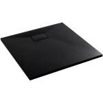 CERANO - Sprchová vanička čtvercová Gusto - SMC/minerální kompozit - strukturovaná černá matná - 80x80x3 CER-414563