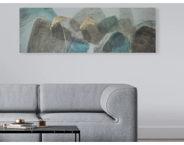 Ručne maľovaný obraz Abstrakce I 150x50 cm, 3D štruktúra%