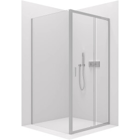 CERANO - Sprchovací kút Varone LINE Ľ/P - 6 mm - chróm, transparentné sklo - 100x100x195 - posuvný CER-DY505-90-196