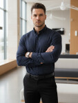Pánska tmavomodrá vzorovaná košeľa slim fit FashionStreet DX2689 M