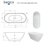 BESCO - Voľne stojaca vaňa MOYA biela lesklá - Farba - Biela lesklá, Farba sifónu - Biela, Rozmer vane - 170 × 70 cm VANMOYA170WC