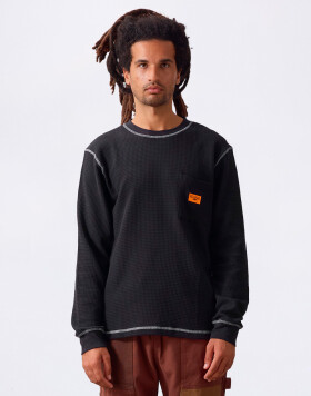 Service Works Waffle Contrast Thermal LS Tee Black/White M