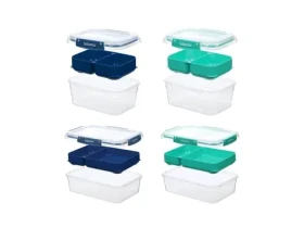 Sistema To Go STAX Súprava 4 ks Delený vodotesný box na jedlo 2 x 2.2 l + 2x 1 l zelená-modrá (9414202210036)