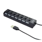 Gembird USB 2.0 HUB so 7-portmi a spínačmi čierna / 5V / 2A / 7 portov (UHB-U2P7-03)