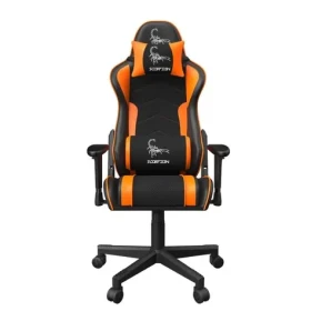 Gembird SCORPION 04 herná stolička oranžová / nosnosť 136kg / sklopné až do uhla 160 ° / 2D / koža + sieťovina (GC-SCORPION-04X)