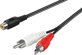 PremiumCord Kábel 1x CINCH F - 2x CINCH M / Prepojovací kábel / 20 cm (kjackcy2-02)