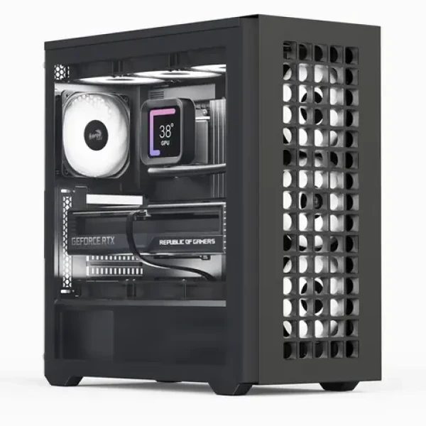 AeroCool D502A-G-BK-V1 čierna / Skriňa / ATX / Mesh / 2x USB-A 3.2 Gen2 / 1x USB-C / bez zdroja / temperované sklo (ACCM-MA02043.11)