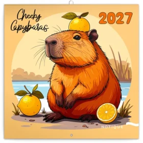 NOTIQUE Poznámkový kalendár Rozverné kapybary 2027 / Nástenný kalendár / 30 × 30 cm