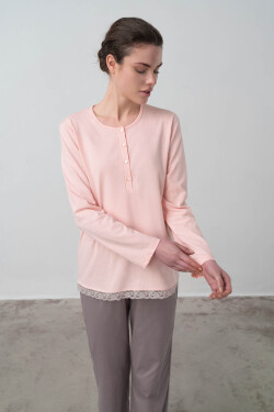 Vamp - Pyžamo s dlhým rukávom 15972 - Vamp pink peach M