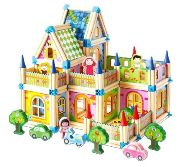 2Kids Toys Drevená stavebnica Zámok farebný