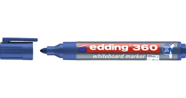Edding 360 modrá / Popisovač na biele tabule / okrúhly hrot / šírka stopy 1,5-3 mm (4-360003)