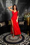 Sexy Red-Carpet Koucla Evening Dress wrap look redsilver L